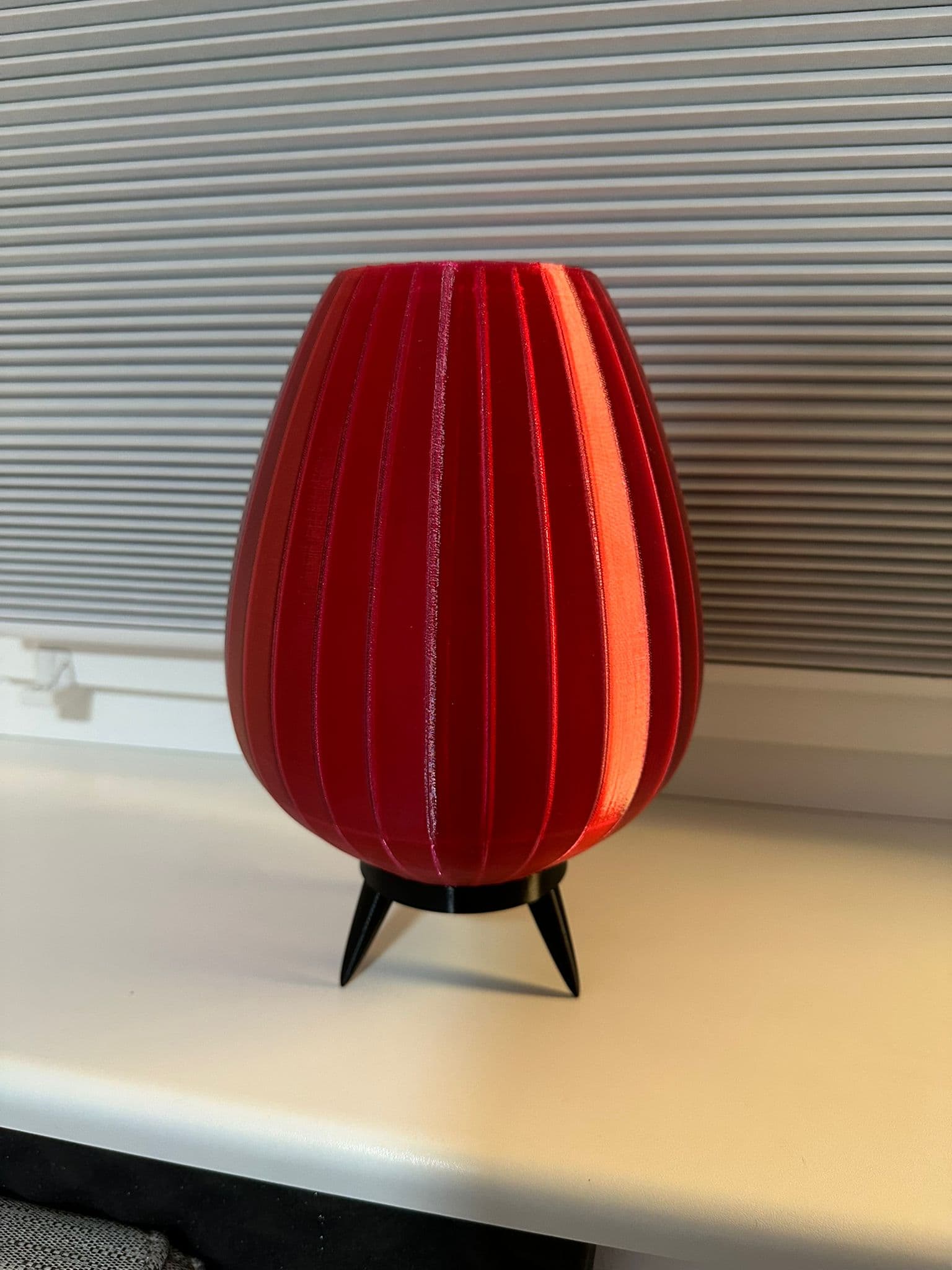 Crimson Ribbed Lamp